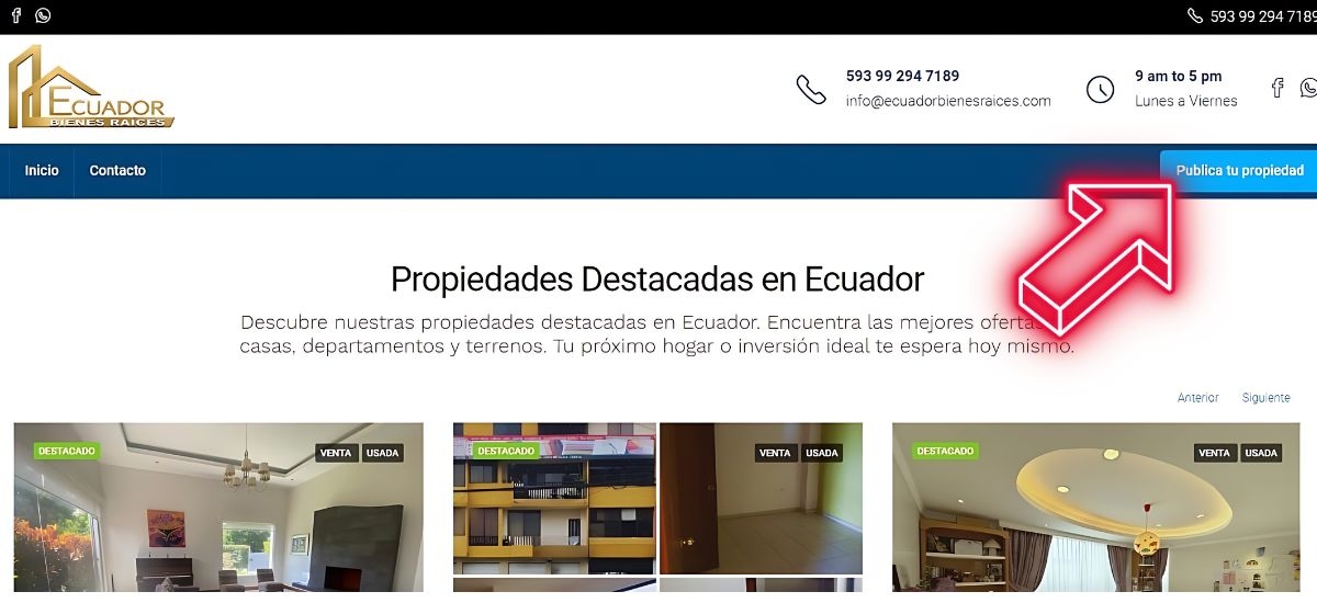 Publica tus Propiedades Gratis Ecuador